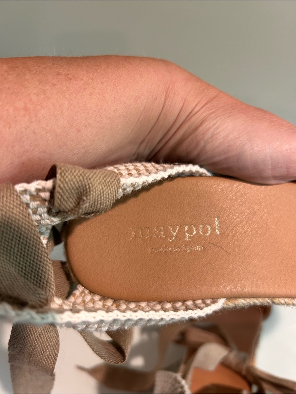 Maypol Women's Lace-Up Espadrille Wedge Sandals — Tan - Picture 7 of 9